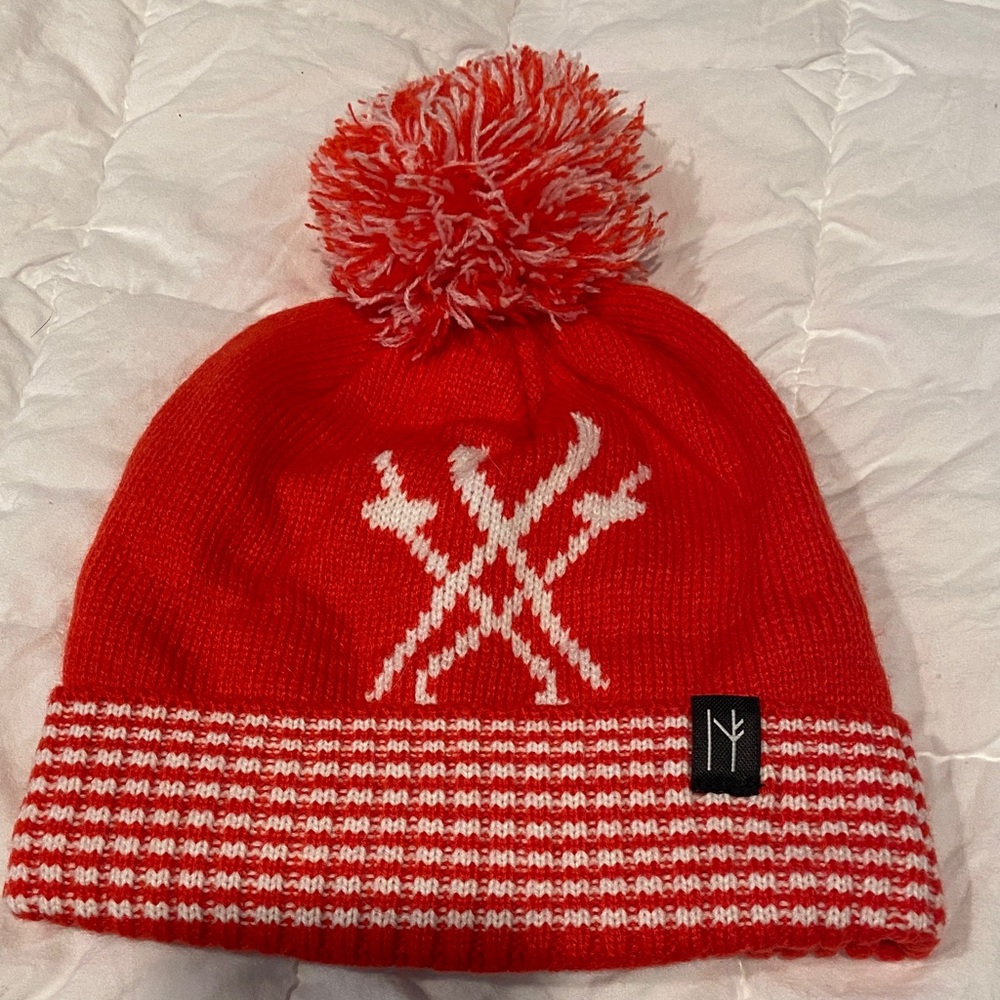 Stylish Red and White Pom-Pom Hat